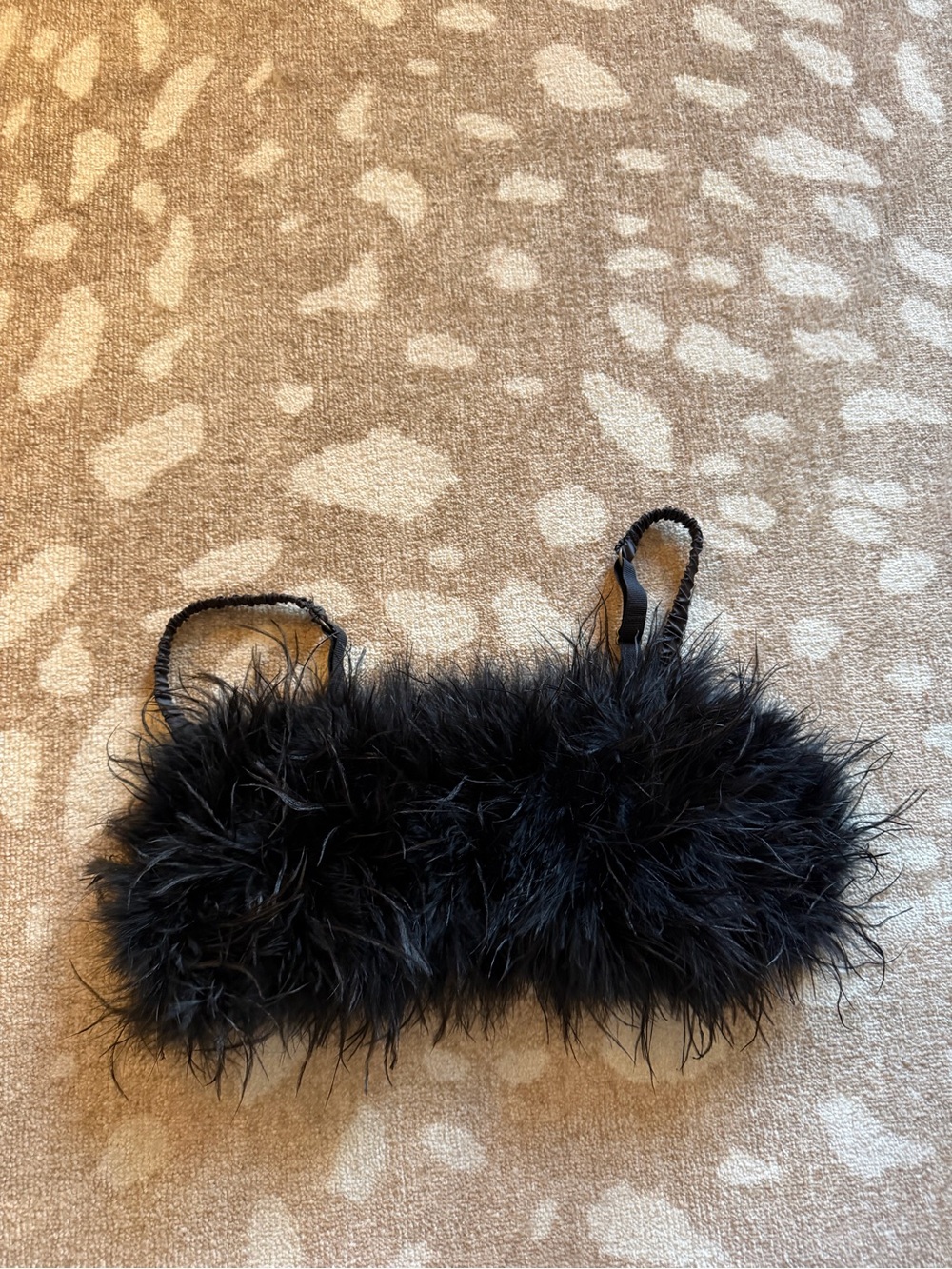 NEVER WORN Love Stories Black Marabou Ostrich Feather Bandeau Top